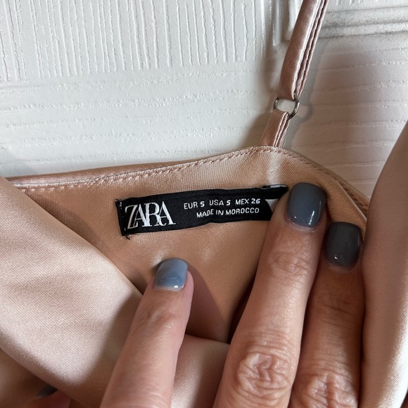 ZARA Satin Cowl Neck Tank Top Blush Pink Small - Picture 3 of 6